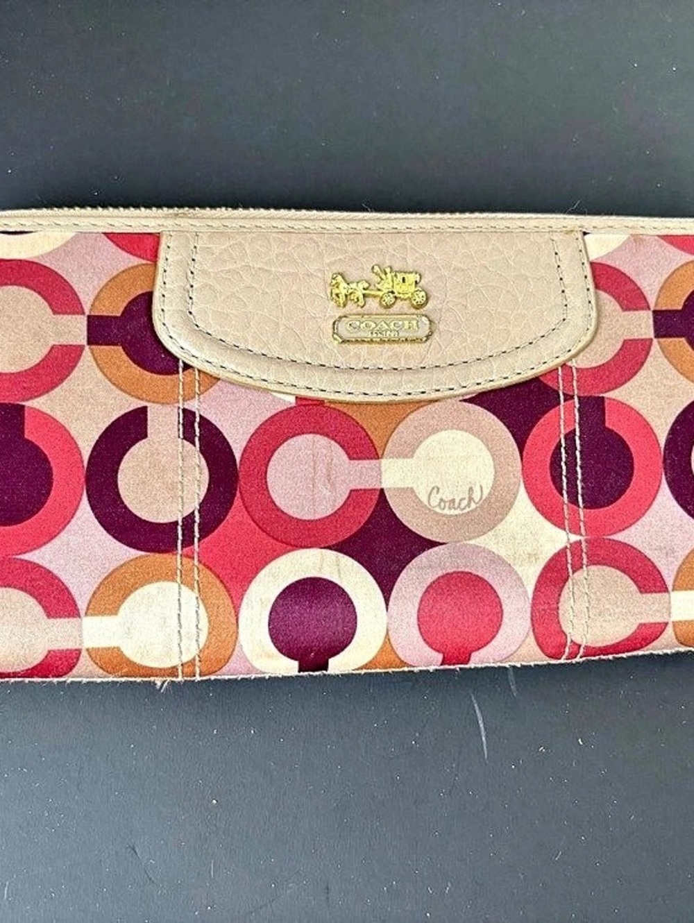 Coach Geometric Wristlet Wallet in Red & Pink